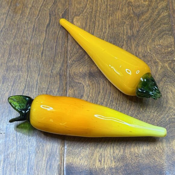 Murano style glass Vegetable 7.5" Two Carrots Handblown paper‎ weight decor - Picture 2 of 10